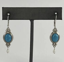 BLACK HILLS STERLING SILVER EARRINGS PRESSED TURQUOISE 3MM PEARL