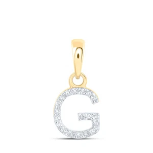 10kt Yellow Gold Womens Round Diamond G Initial Letter Pendant 1/20 Cttw - Picture 1 of 1