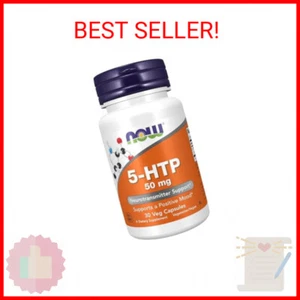 NOW Foods Supplements, 5-HTP (5-hydroxytryptophan) 50 mg, Neurotransmitter Suppo - Picture 1 of 2