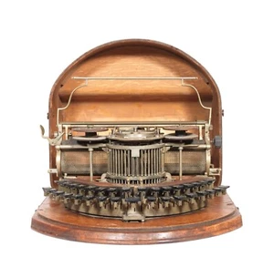C. 1887 Antique Hammond No. 2 Typewriter With Circular Keyboard & Original Cover - Bild 1 von 18