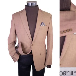 BAR III Herren Blazer Hellbraun 38 S Sport Mantel Slim-Fit Zweiknopf Wollmischung - Bild 1 von 13