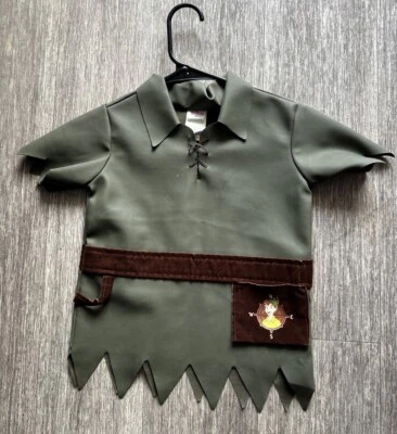Disney Store Peter Pan Túnica Niño Disfraz Halloween Talla Pequeña 2-4 Top Solo Foto 1 de 3