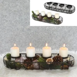 XL Adventsleuchter aus Metall schwarz mit 4 Kerzenhaltern Advent 50x18x11 cm - Bild 1 von 6