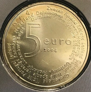 NETHERLANDS - Queen Beatrix - Silver 5 Euros 2004 - KM-252 - BU -TPG Post Folder - Picture 1 of 5