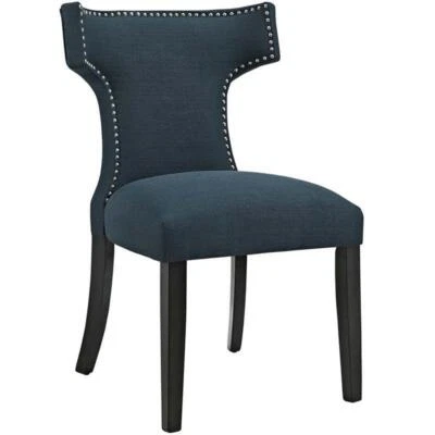 Modway Curve 19" Modern Solid Wood and Fabric Dining Chair in Azure Blue - Image 1 of 4