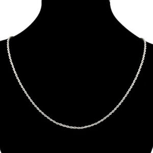 White Gold Plated 46cm 18'' Necklace 2mm Solid Twist Wave Woven Rope Chain