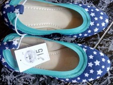New Tags TWO Pairs GIRLS Ballet Flat Shoes Target - Blue Stars/Pink Stripe Sz 4