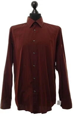 HUGO BOSS Enzo Maniche Lunghe Uomo Camicia L KW42 Braun 100% Cotone Äl :65cm - Immagine 1 di 4