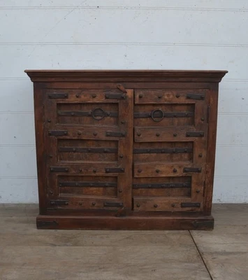Reclaimed Solid Teak Wood cabinet made with old doors - Image 1 of 4