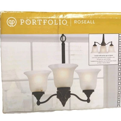 NUEVO Portafolio Lámpara de araña de 3 luces de bronce frotado con aceite Roseall Seal0759874  Foto 1 de 4