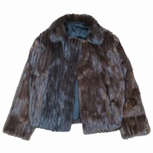 Cross Mink Real Fur Coat Women Dark Brown Short Length Size 9 Japan - Picture 1 of 5