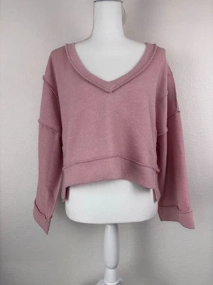 BDG Urban Outfitters Mujer Pequeño Rosa Cuello en V Grande Ancho Recortado Jersey Foto 1 de 4