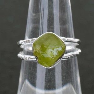 Natural Peridot Crystal Ring 925 Sterling Silver Peridot Birthstone Ring-RR127 - Picture 1 of 2