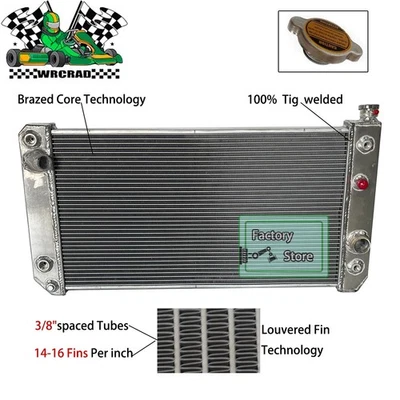 Aluminum Radiator Fit 1988-1994 Chevy S10 Blazer/ GMC Jimmy S15 Sonoma 4.3L V6 - Imagem 1 de 4