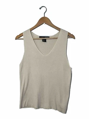 Camiseta sin mangas Yansi Fugel para mujer con cuello en V 90 % SEDA talla M crema silenciosa lujo dinero antiguo Foto 1 de 4