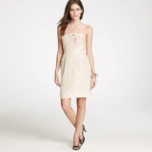 J. Vestido Vaina Crew Boda, Graduación Crema Acanalado Sin Tirantes Talla 8 - Imagen 1 de 20