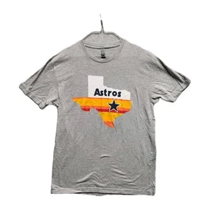 Houston Astros Texas Silhouette Retro Medium Mens Gray Graphic Logo Tee MLB - Picture 1 of 9