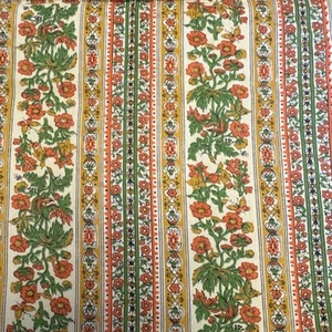 VTG OPENED SMALL FLOUR SUGAR SACK Orange Yellow Green Floral - Picture 1 of 3