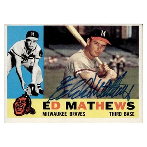 Eddie Mathews Milwaukee Braves autografato firmato 1960 Topps (JSA COA #CB91447) - Foto 1 di 2