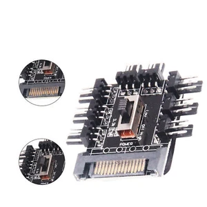 4 PIN Lüfter Hub 10 Häfen Fall Kühlung Splitter Adapter Power von SATA /Big 4p - Bild 1 von 13
