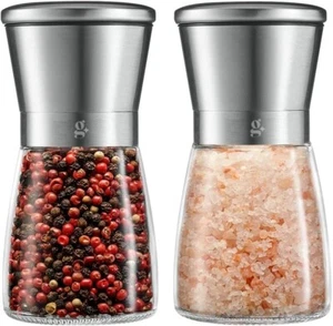 New in Box GLING Salt and Pepper Grinder Set Stainless Steel Shakers 5 Inch - Picture 1 of 6