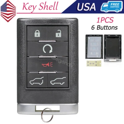 Para Cadillac Escalade 2007-2014 Mando a distancia sin llave Llavero Cubierta Carcasa 6btn Foto 1 de 4