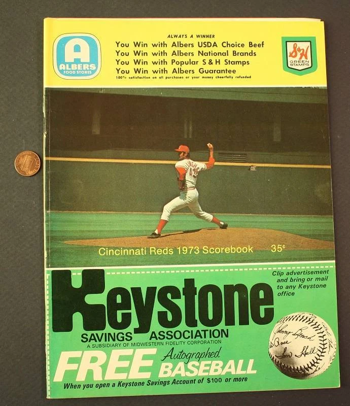 1973 Cincinnati Reds Vs. Los Angeles Dodgers Big Red Machine Program Rose Bench- - Image 1 of 1