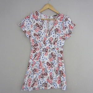 Tokito Dress Womens 10 White Blue Red Floral Fit Flared Flowy Boho Beach Ladies - Picture 1 of 17
