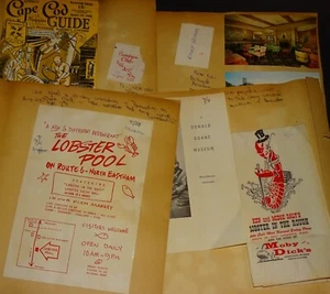 50s/60s Scrapbook Pages with Cape Cod Restaurant Menu/Guide/Napkins/etc. & More - Picture 1 of 10