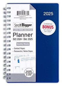 January 2025 - December 2026 Weekly Dated Planner (4.5" x 6.5") Blue - Picture 1 of 7