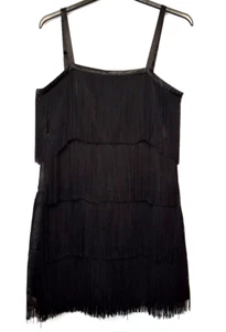 SOUTH Ladies Evening dress Size 14 Black Strappy Fringe Frapper Dress - Picture 1 of 10