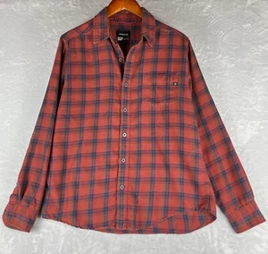 Marmot Mens Size Medium Midweight Long Sleeve Red Plaid Flannel Shirt Hike - Picture 1 of 9