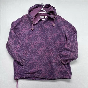 LL Bean Vintage Anorak Purple Aztec Printed Jacket 90s Size Small Unisex Hooded - Picture 1 of 12
