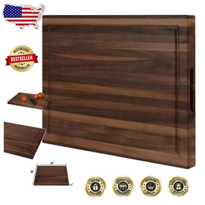 Deep Juice Groove Cutting Board in Black Walnut - Effortless Kitchen Cleanliness - Picture 1 of 10