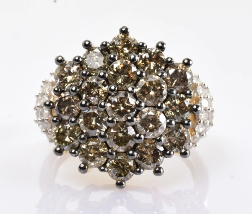 Congac Diamond Cluster Ring Ring in 10k Yellow Gold 2.51 Carats Size 7 - Image 1 of 4