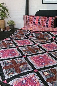 Double Rose Mosaic Quilt Pattern Pieced CT - Picture 1 of 2
