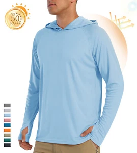 Men's UPF50+ Hoodie Shirts Fishing Hiking Sun Shirts Quick Dry Workout T-Shirts - Picture 1 of 150