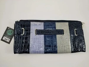 NEW! Womens Multi-Colored Croc Print Faux Leather Clutch Purses Handbags Wallets - Picture 1 of 11