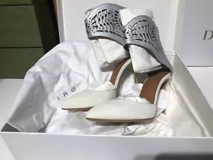 IRO🌻 Silver Metallic Studded Leather & White Suede D'Orsay Heels 🔥NEW🔥Size 9 - Picture 1 of 13