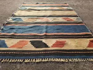 Kilim multicolor de lana azerí tradicional hecha a mano de colección 116x84 cm - Imagen 1 de 12
