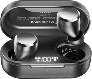 TOZO T12 Digital LED Waterproof IPX8 Wireless Earbuds Earphones Touch Control - Picture 1 of 29