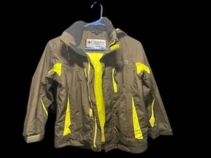Columbia Titanium Interchange Youth Jacket Size 8 Brown with Neon Yellow Accents - Picture 1 of 9