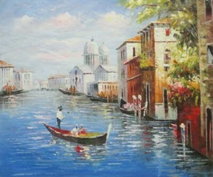 Pareja de 20x24 paseo en góndola en el Gran Canal de Venecia pintura al óleo naturalismo - Imagen 1 de 1