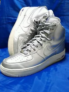 2009 Nike Air Force 1 High Metallic Silver Grey Sz 8 Mens/Youth, Women 9.5 EUC - Picture 1 of 14