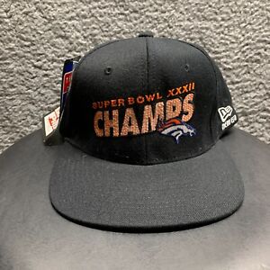 Vintage Denver Broncos Hat Cap Adult Black Blue Snap Back NFL Football 1998 NOS