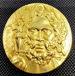 1896 1. Olympische Spiele Athen offizielle Reproduktion Goldene Medaille in Karton - Bild 1 von 14