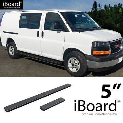 APS Running Board Side Step 5in Steel Black Fit Chevy Express GMC Savana 03-25 - Image 1 of 4
