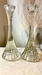 Mikasa Park Lane Crystal Ribbed Candlestick Holders 8" Austria Glass Pair - Picture 1 of 15