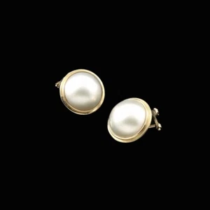 Danish 14k Gold Ear Clips with Pearl. - Picture 1 of 4