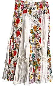 GORGEOUS Boston Proper Floral Maxi Skirt 100% Cotton Boho Cottage Peasant